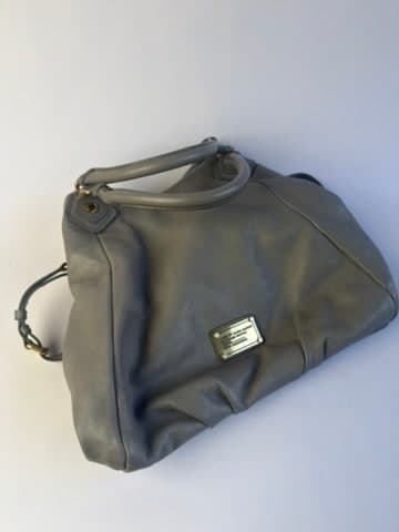 Marc Jacobs Grey Leather Double Handle Satchel Gold Tone Hardware — thumbnail 3