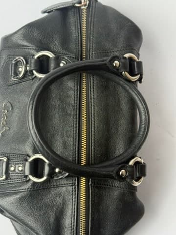 Coach Black Pebbled Leather Pleated Satchel Handbag — thumbnail 5