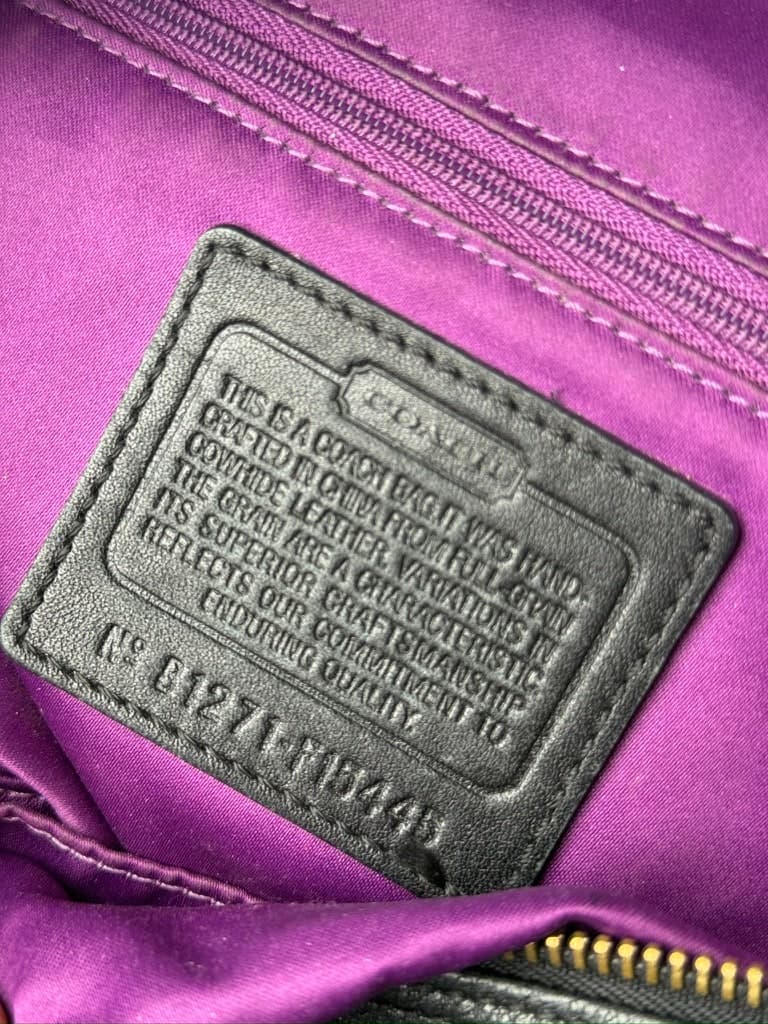 Coach Black Pebbled Leather Pleated Satchel Handbag — thumbnail 7