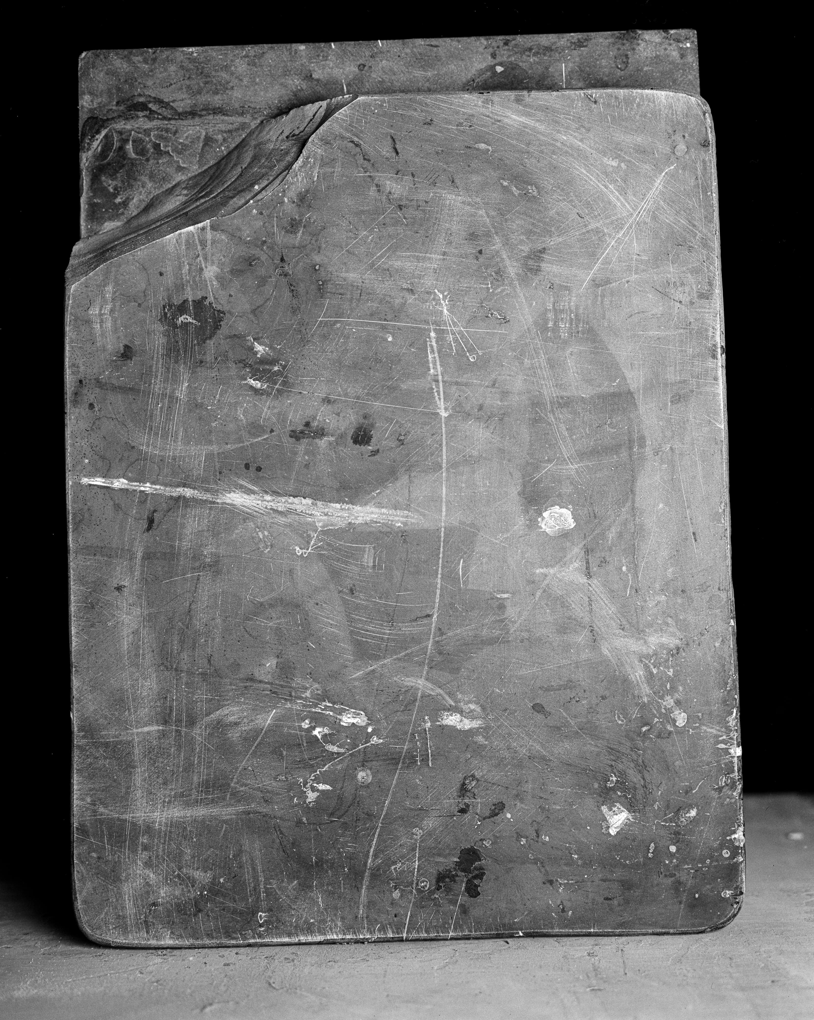 Heavily Scratched Lithography Stone Shows Wear and History