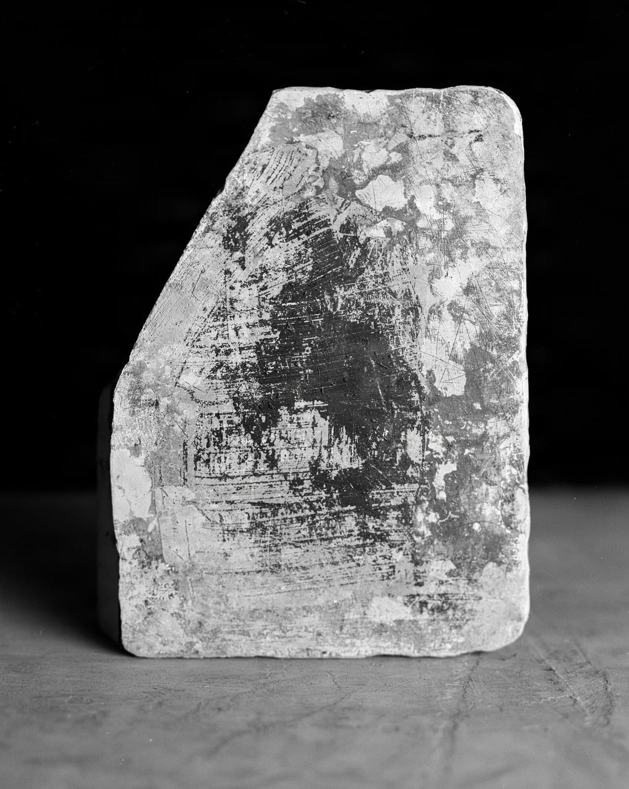 Textured fragment of a lithography stone from the Plattenkalk series